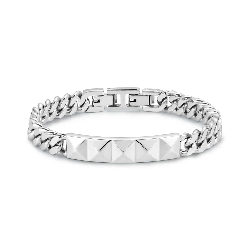 Bracelet à maillons en chaîne « Curb » avec pendentif à facettes