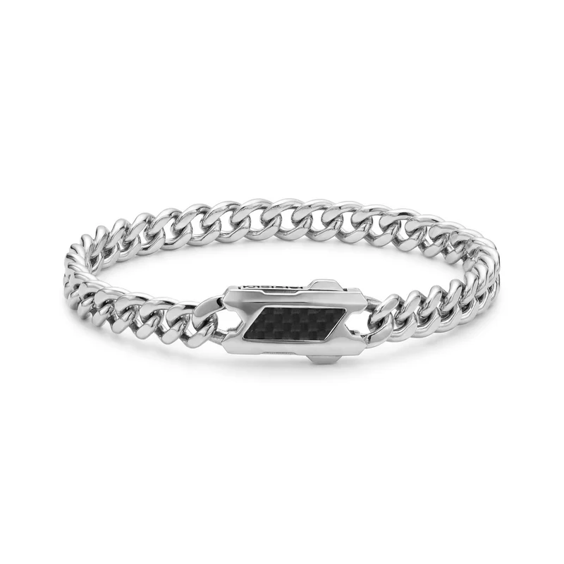 Bracelet en fibre de carbone à maillons cubains de 7 mm