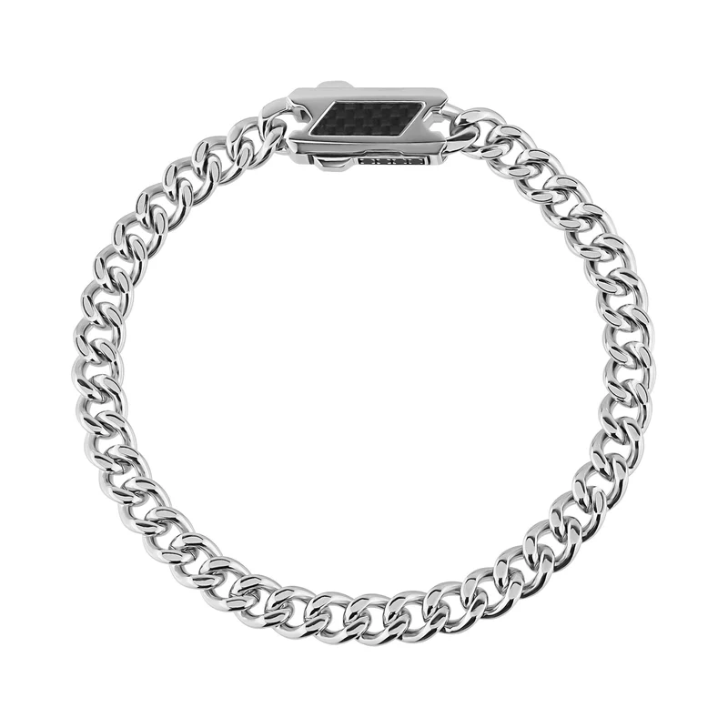 Bracelet en fibre de carbone à maillons cubains de 7 mm