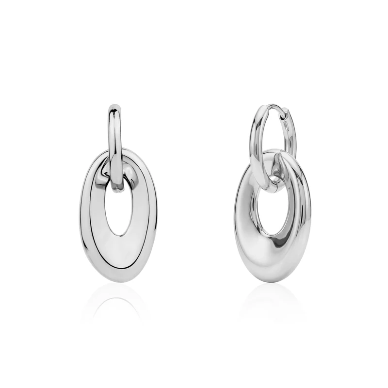 Boucles d'oreilles pendantes à maillons ovales audacieux