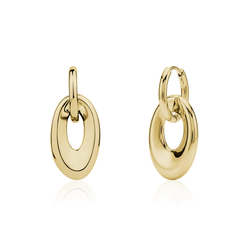 Boucles d'oreilles pendantes à maillons ovales audacieux