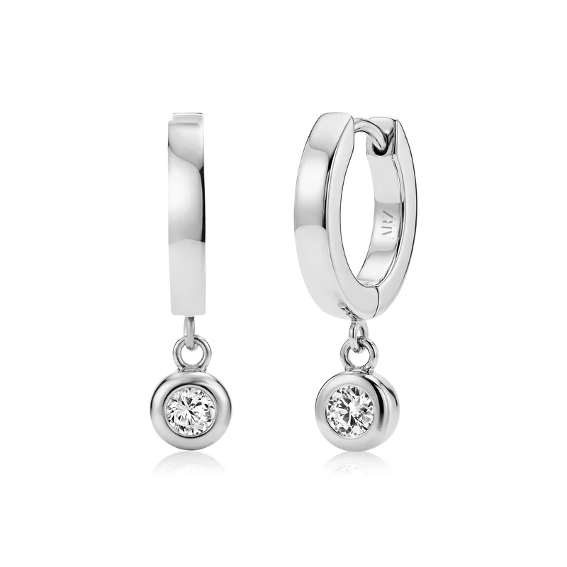 Boucles d'oreilles créoles « Huggie » avec pendentif en forme de lunette