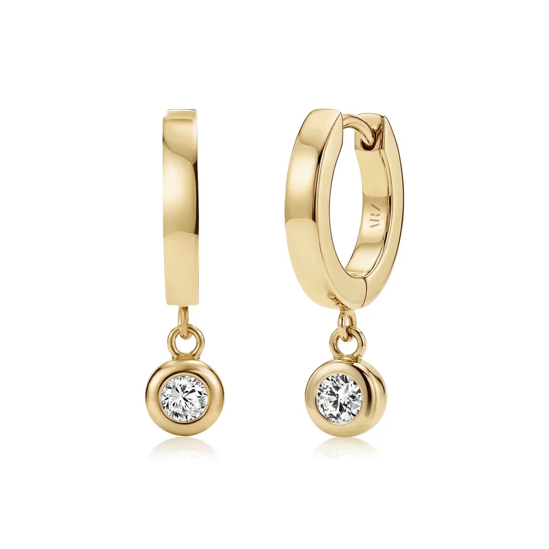 Boucles d'oreilles créoles « Huggie » avec pendentif en forme de lunette