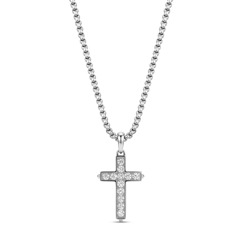 Pendentif croix serti de zircons cubiques