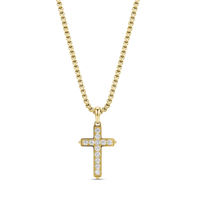 Pendentif croix serti de zircons cubiques