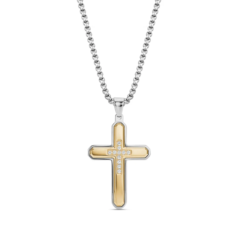 Pendentif croix bicolore