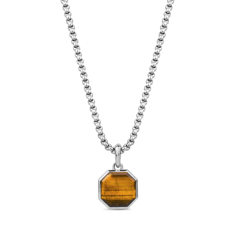 Pendentif octogonal en œil-de-tigre
