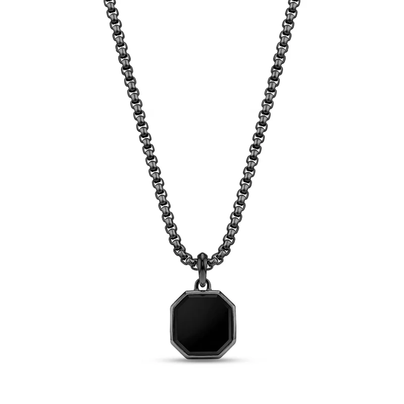 Pendentif octogonal en onyx noir