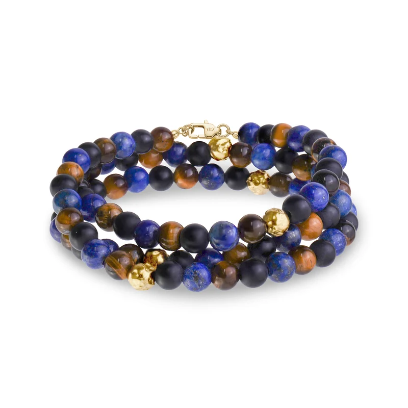 Bracelet à trois rangs avec pierres précieuses