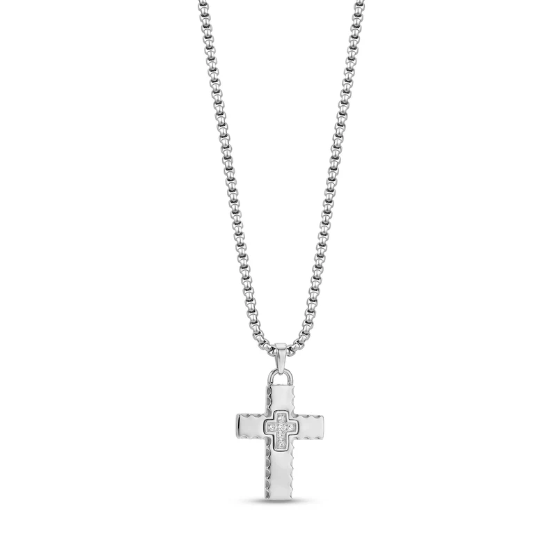 Pendentif croix à bords texturés