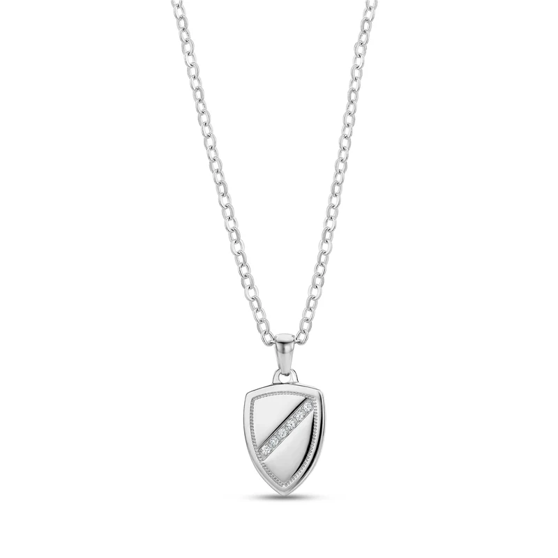 Pendentif Pavé Stripe Shield