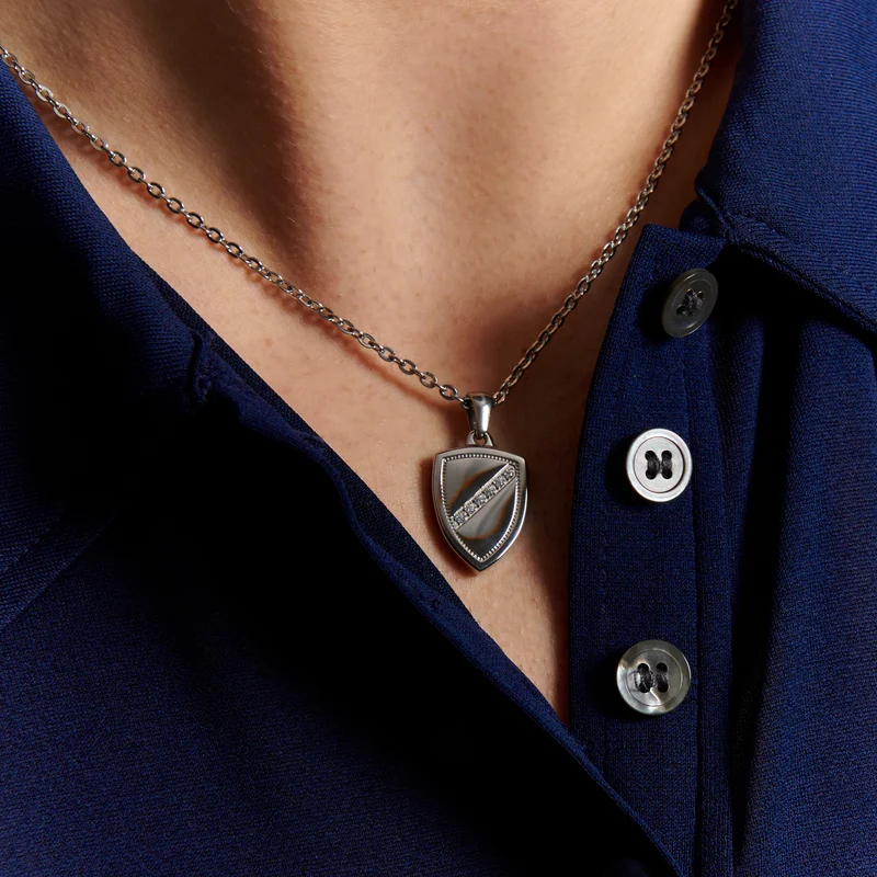 Pendentif Pavé Stripe Shield