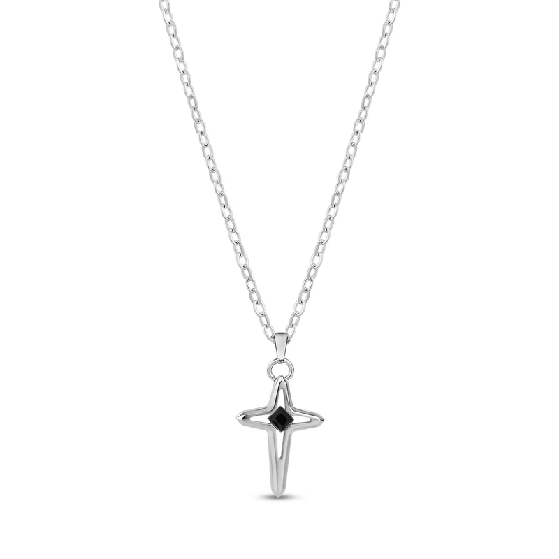 Pendentif croix en obsidienne