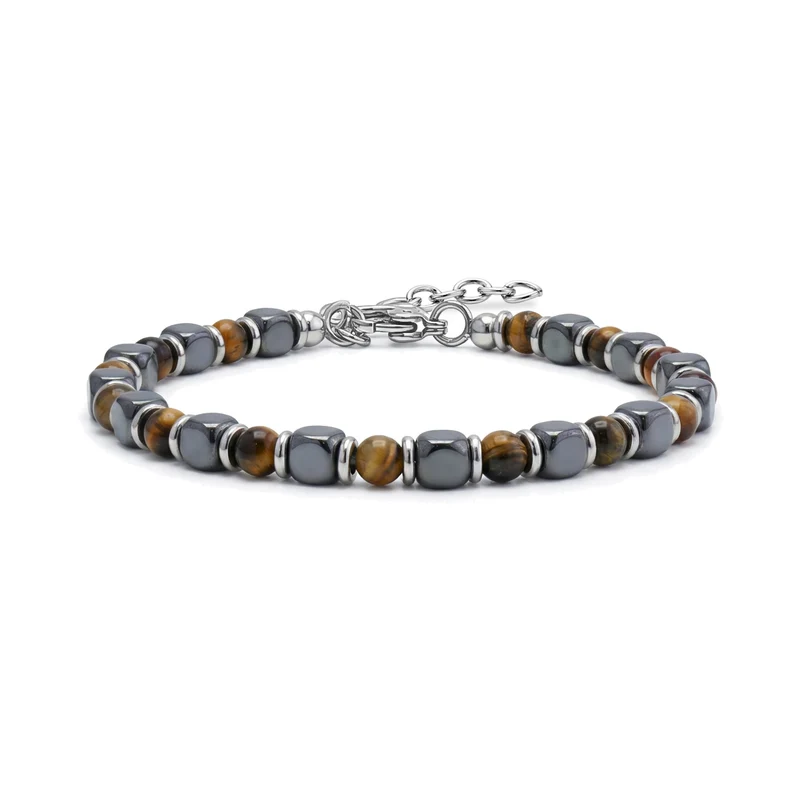 Bracelet cube en hématite œil-de-tigre