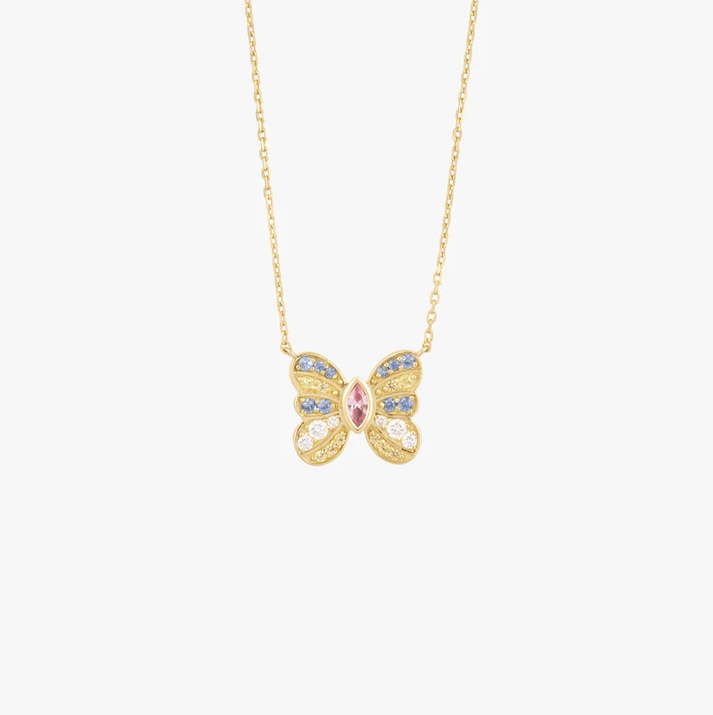 Butterfly Necklace Pink