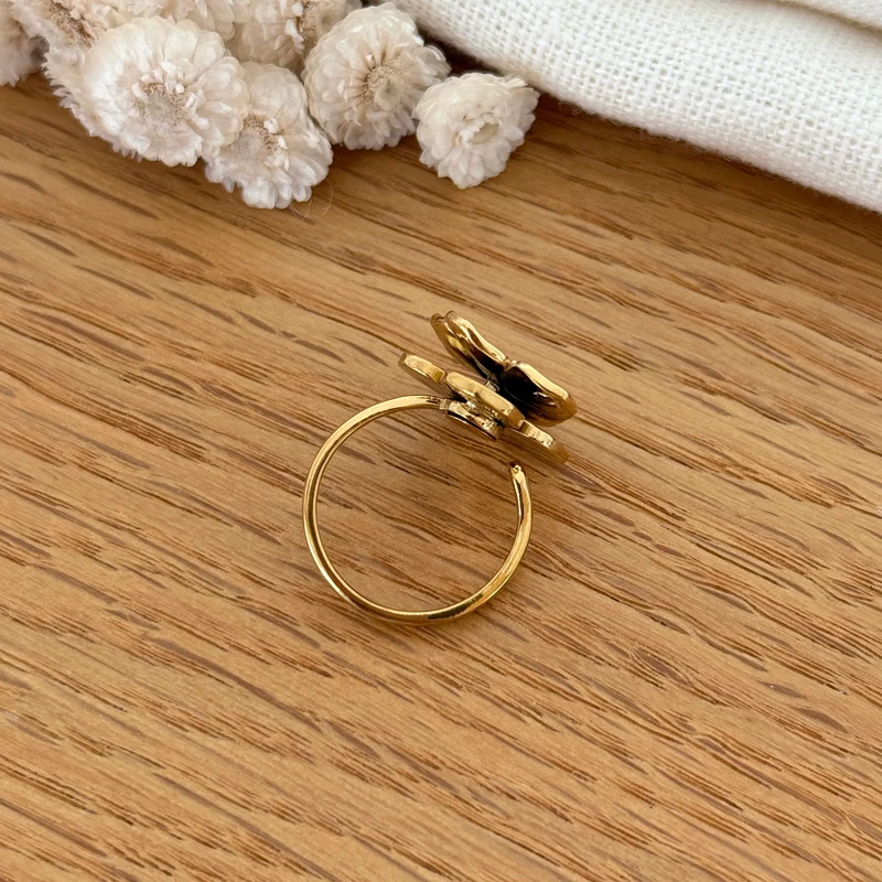 Bague "Trèfle" acier