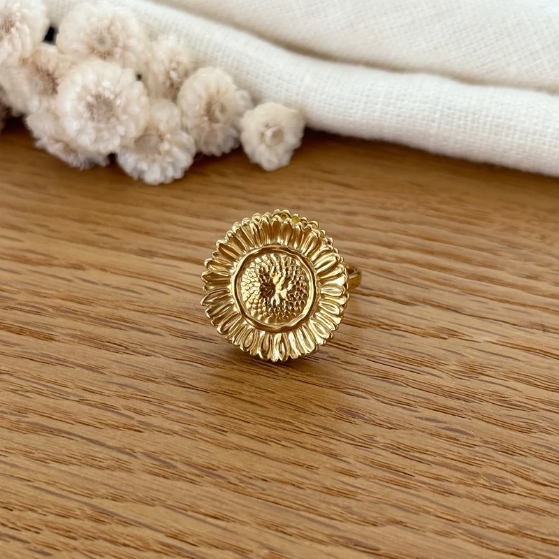 Bague "Tournesol" acier