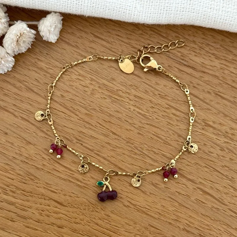 Bracelet "Cerise" bordeaux acier