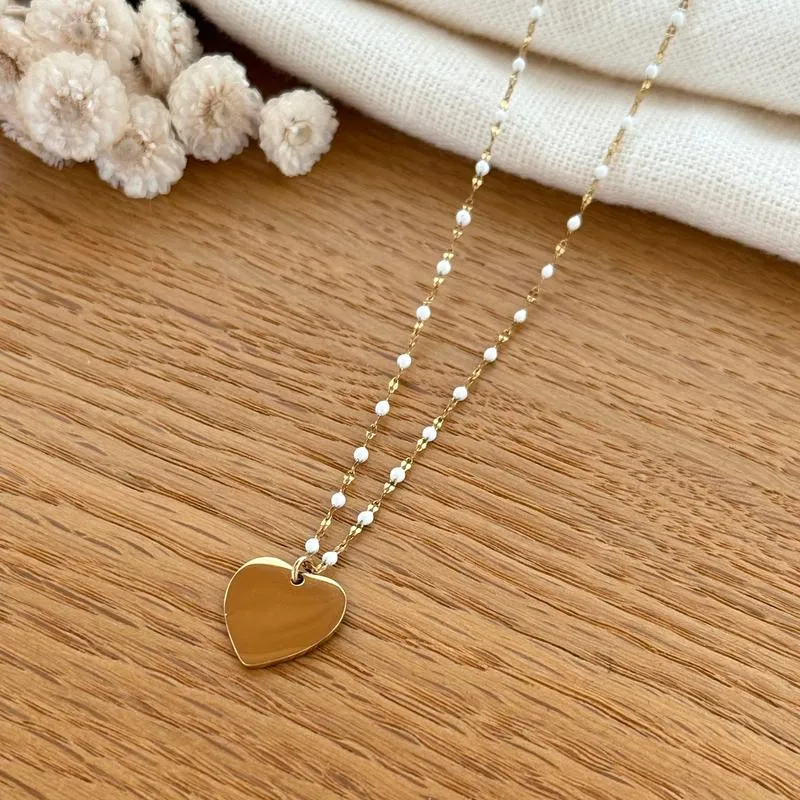 Collier "Coeur" acier blanc