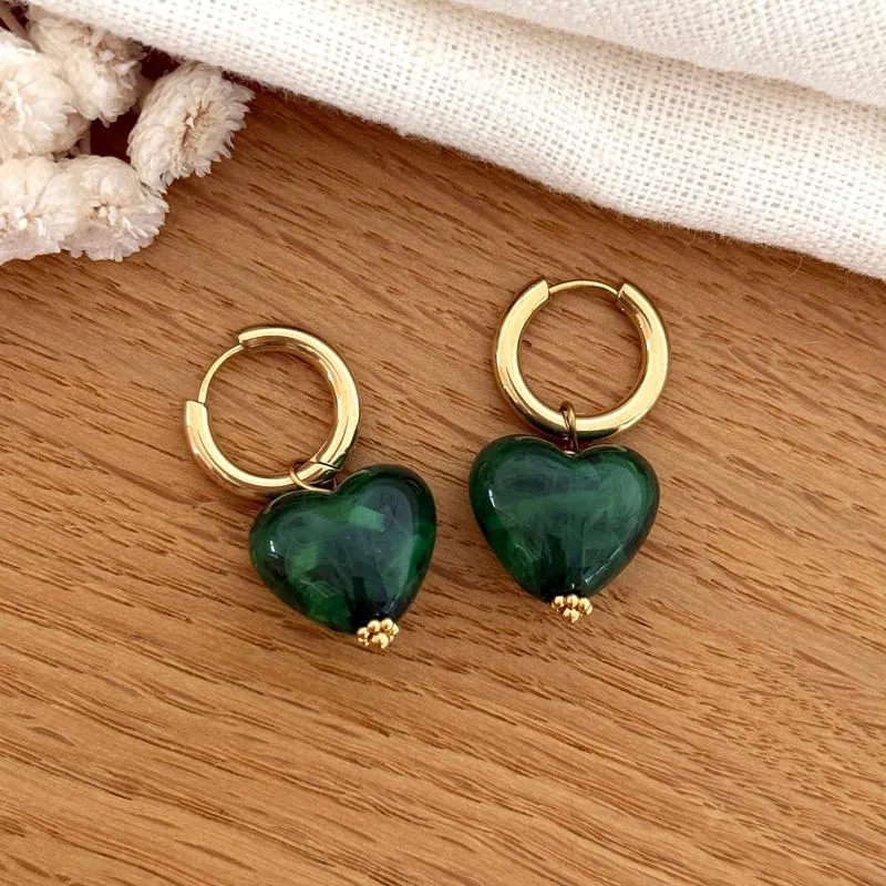 Créoles "Cléo" vert acier