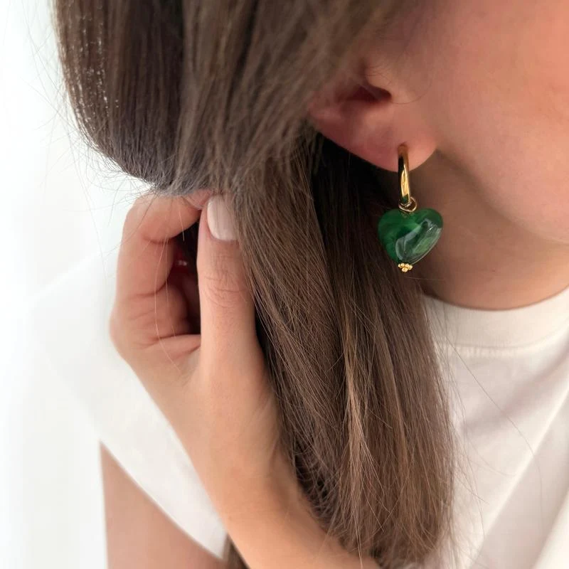 Créoles "Cléo" vert acier