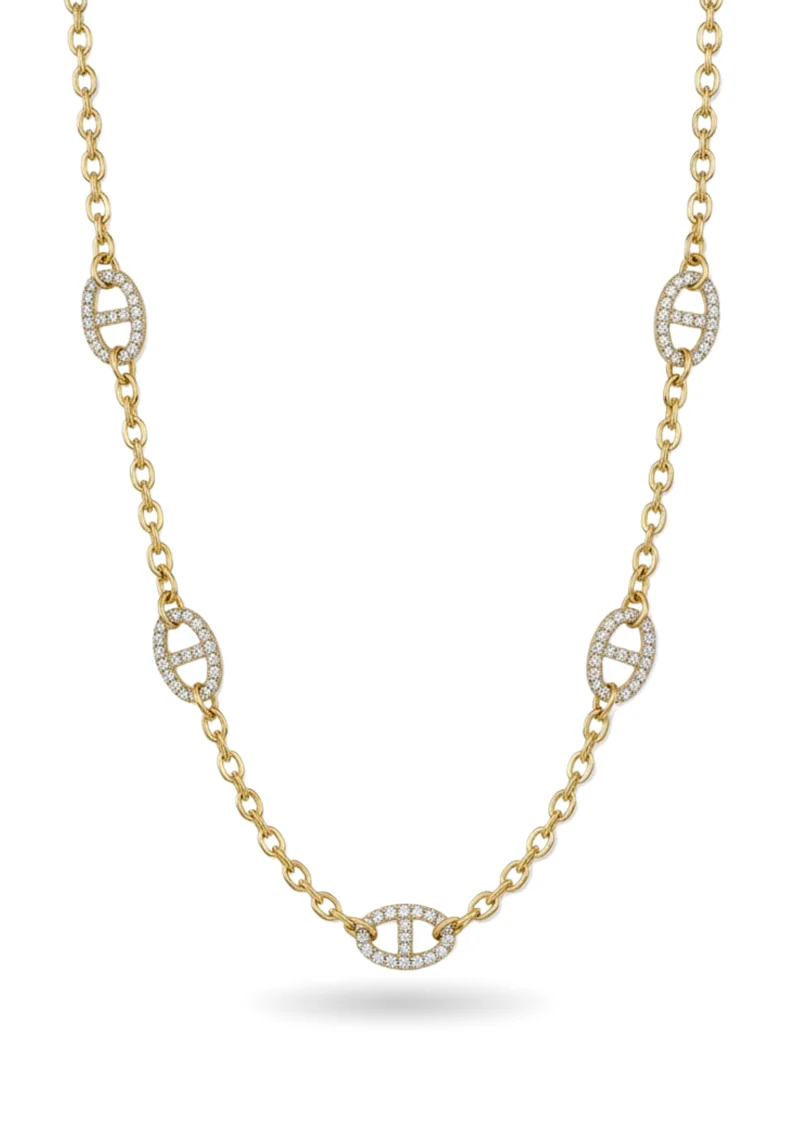 Sautoir Maille Marine Strass