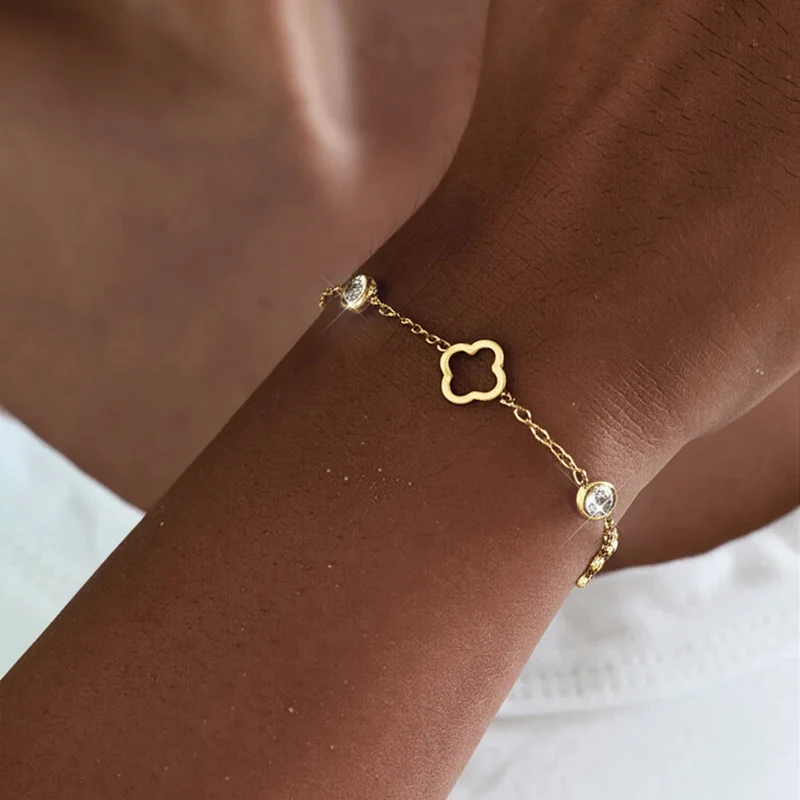 Bracelet Trèfle et Strass