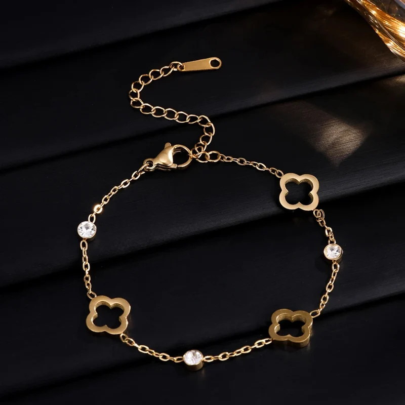 Bracelet Trèfle et Strass