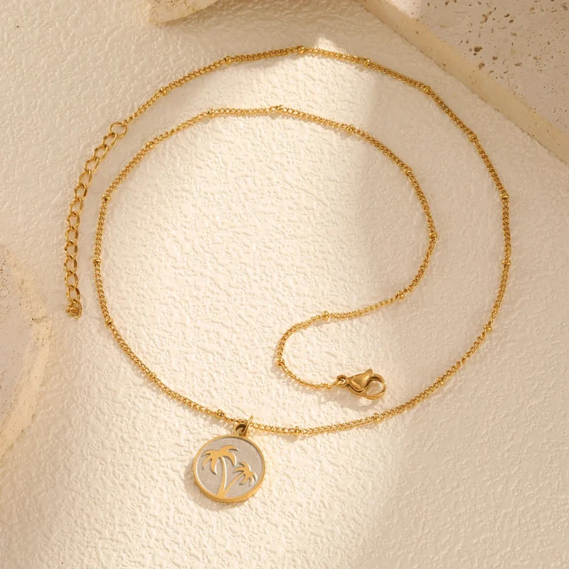Collier Palmier Nacre Blanc