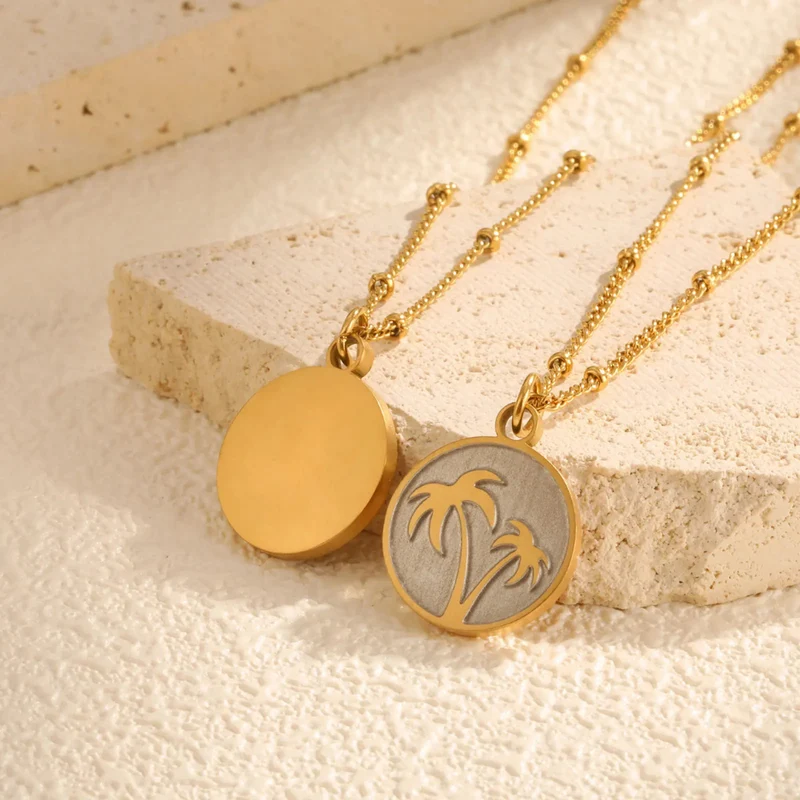 Collier Palmier Nacre Blanc