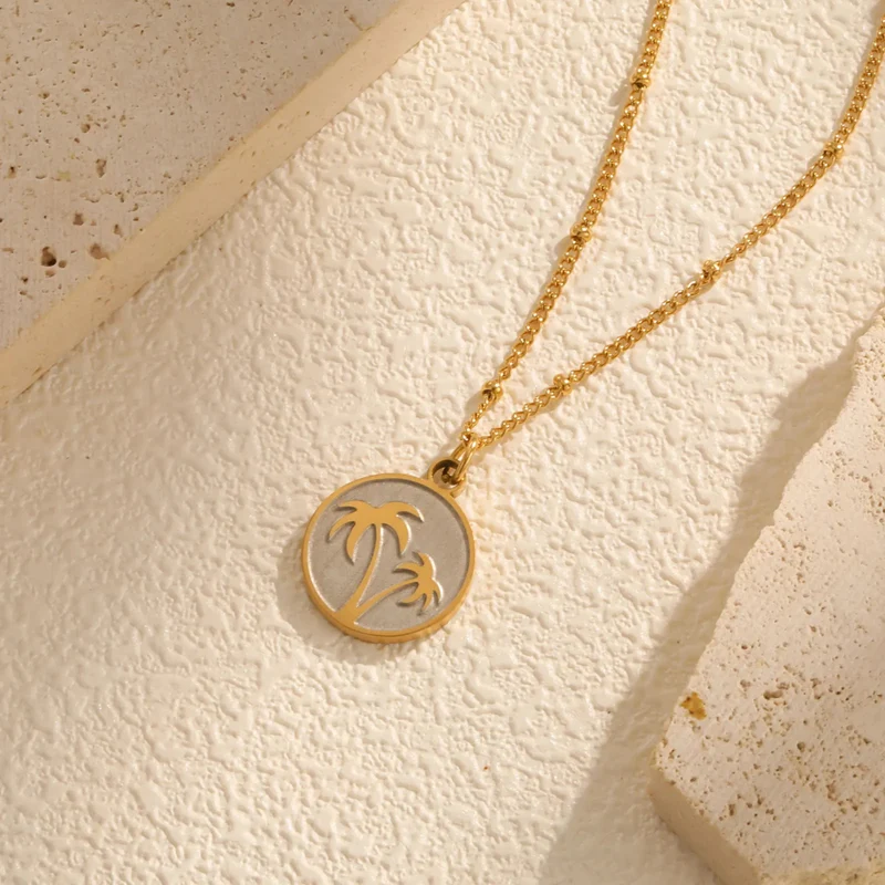 Collier Palmier Nacre Blanc
