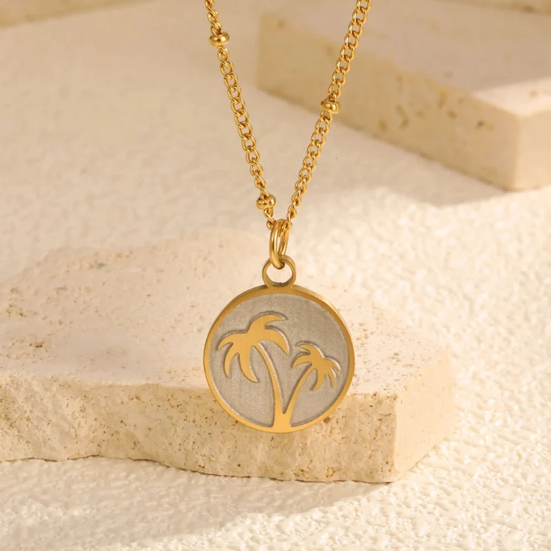 Collier Palmier Nacre Blanc