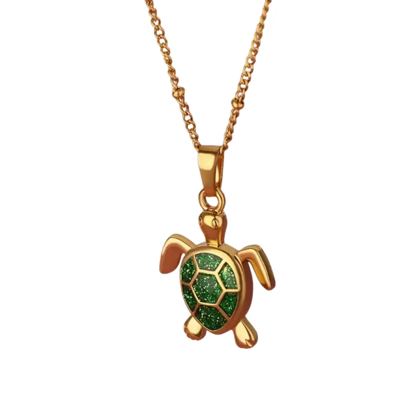 Collier Tortue Doré et Couleurs
