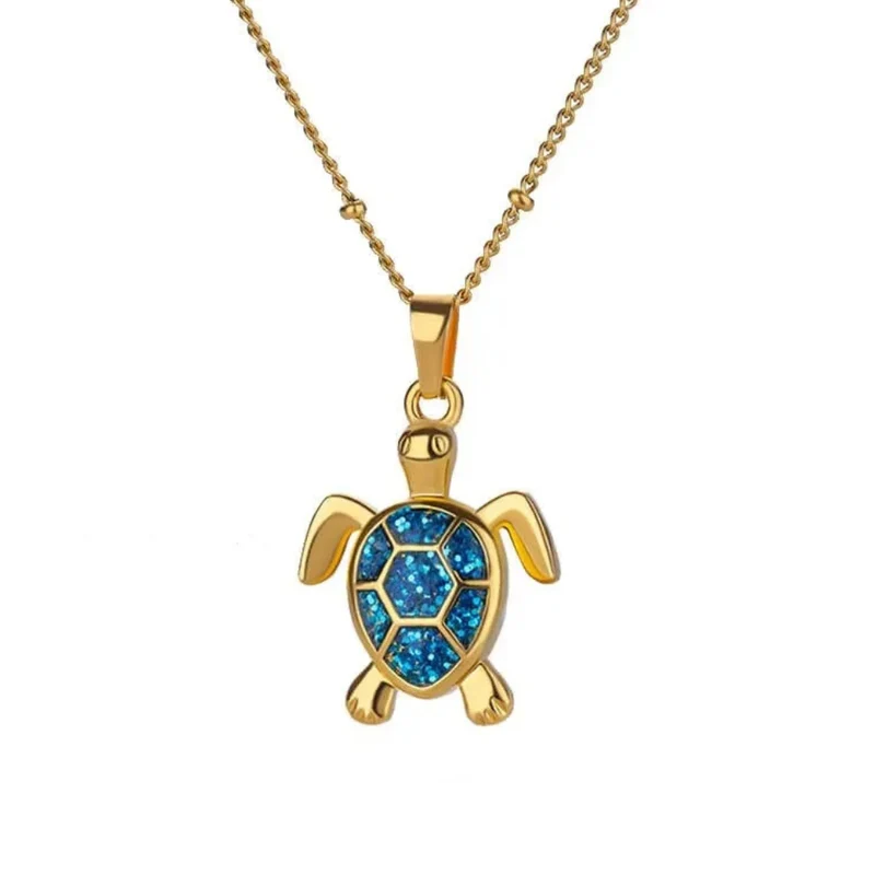 Collier Tortue Doré et Couleurs