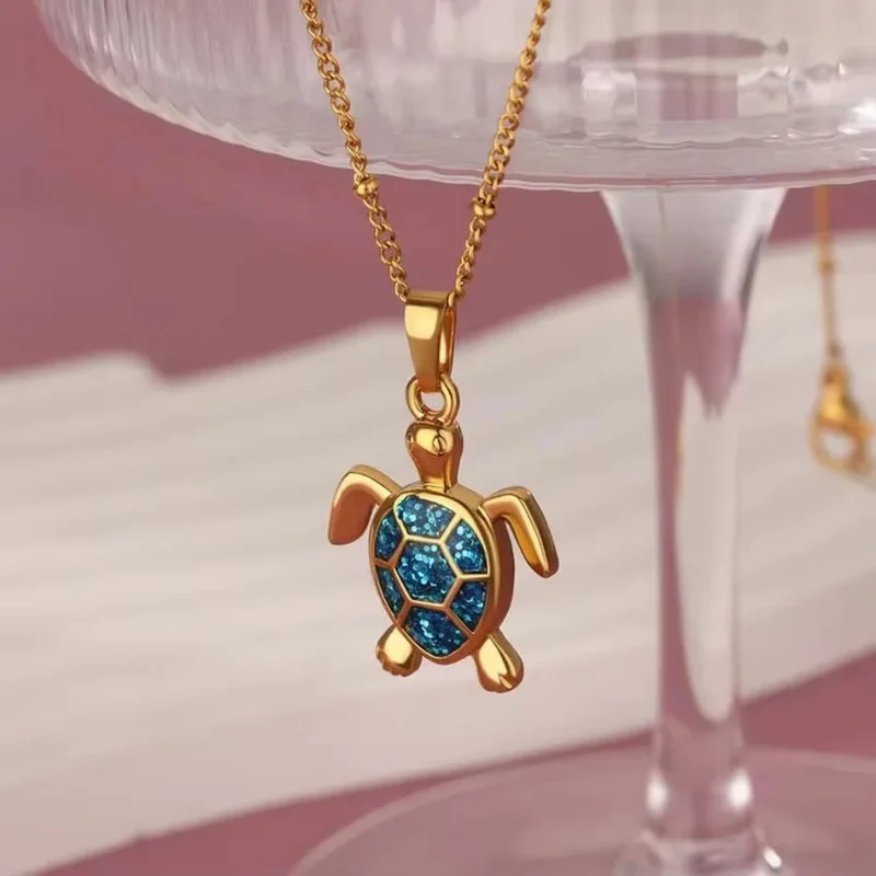 Collier Tortue Doré et Couleurs