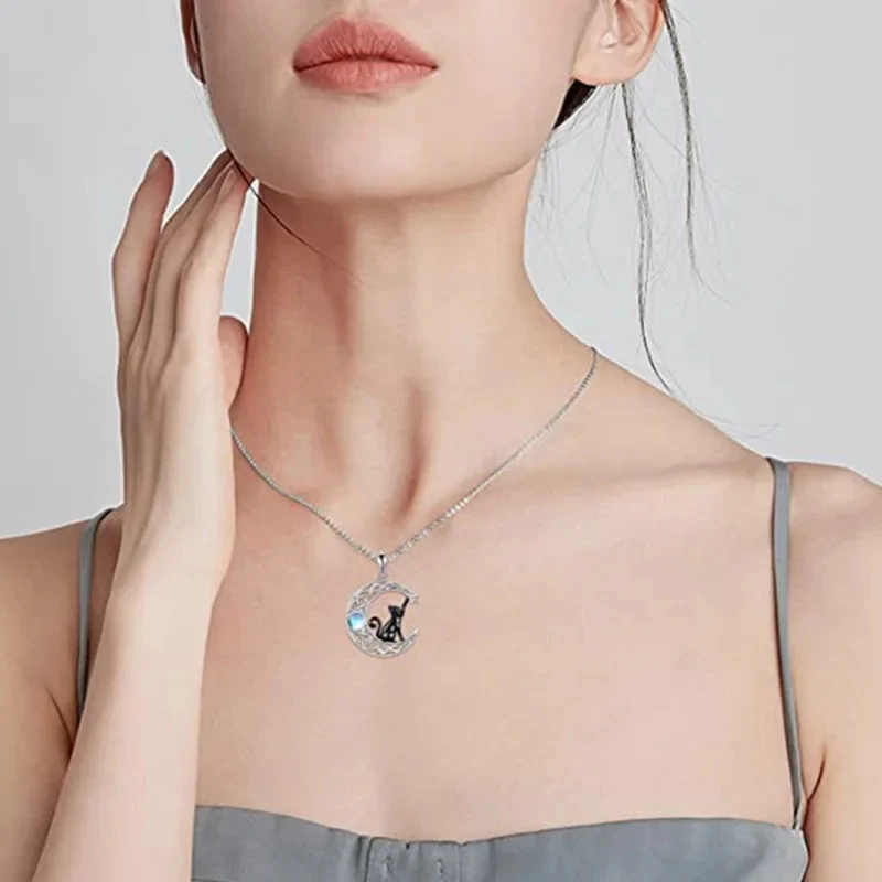 Collier Lune et Chat Noir