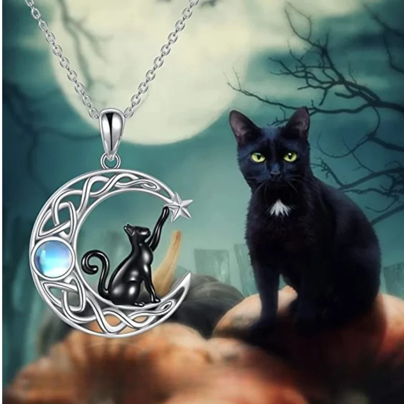 Collier Lune et Chat Noir