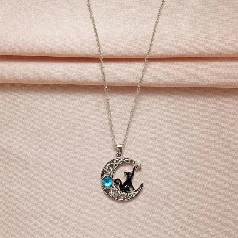 Collier Lune et Chat Noir