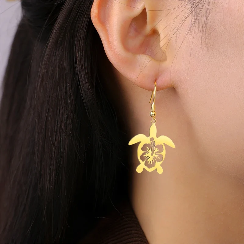 Boucles d'Oreilles Tortue Floral