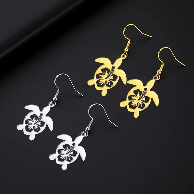Boucles d'Oreilles Tortue Floral