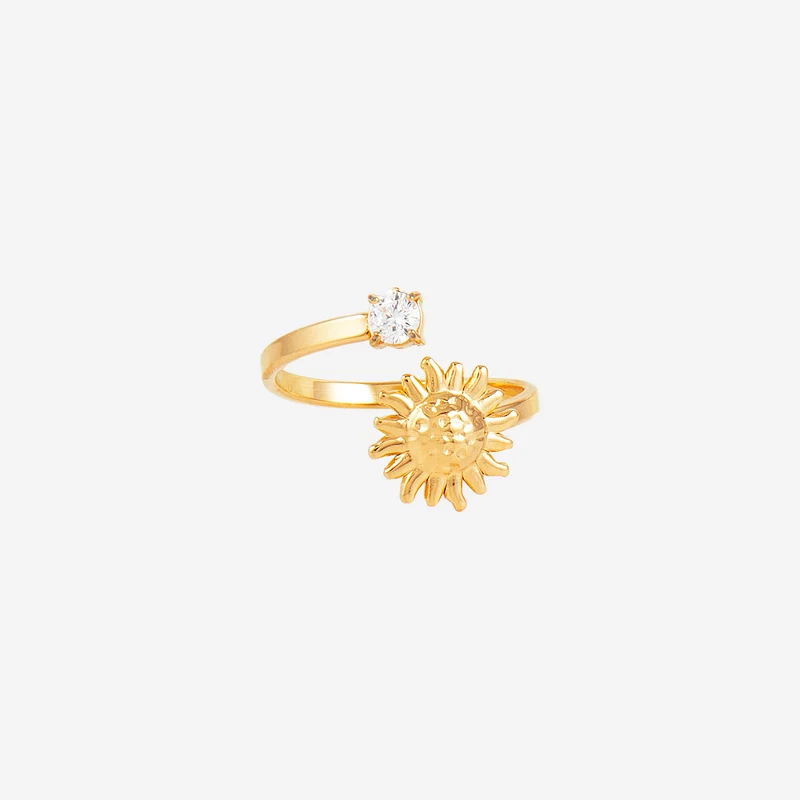 Bague Martelée Cristal Fleur de soleil
