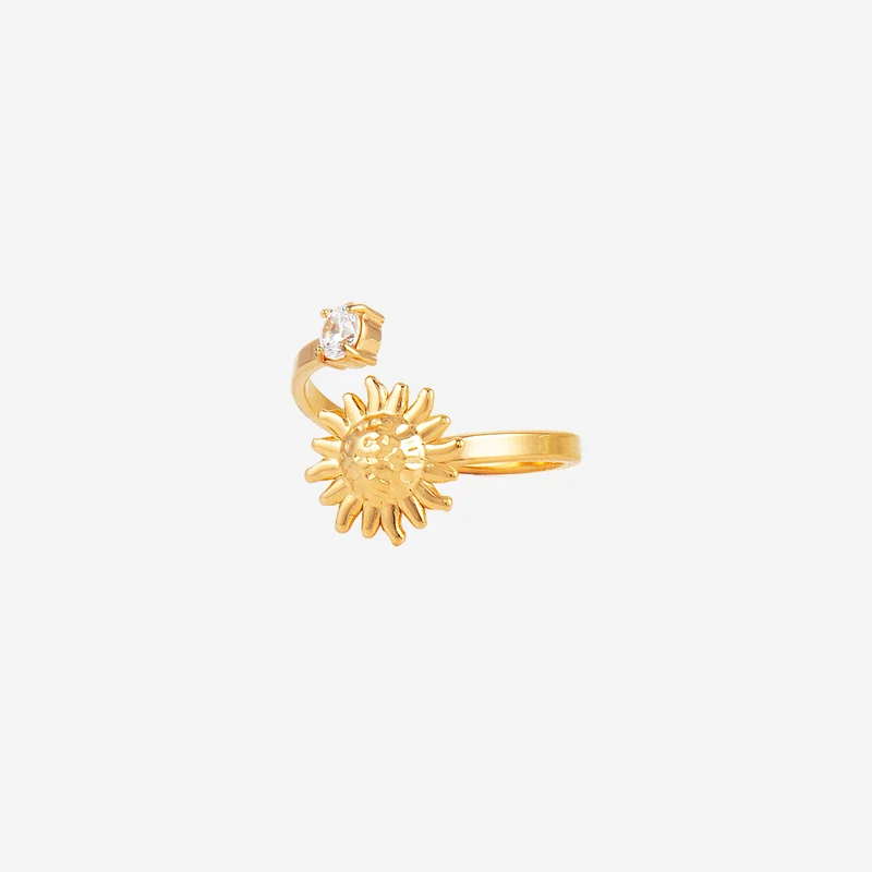Bague Martelée Cristal Fleur de soleil