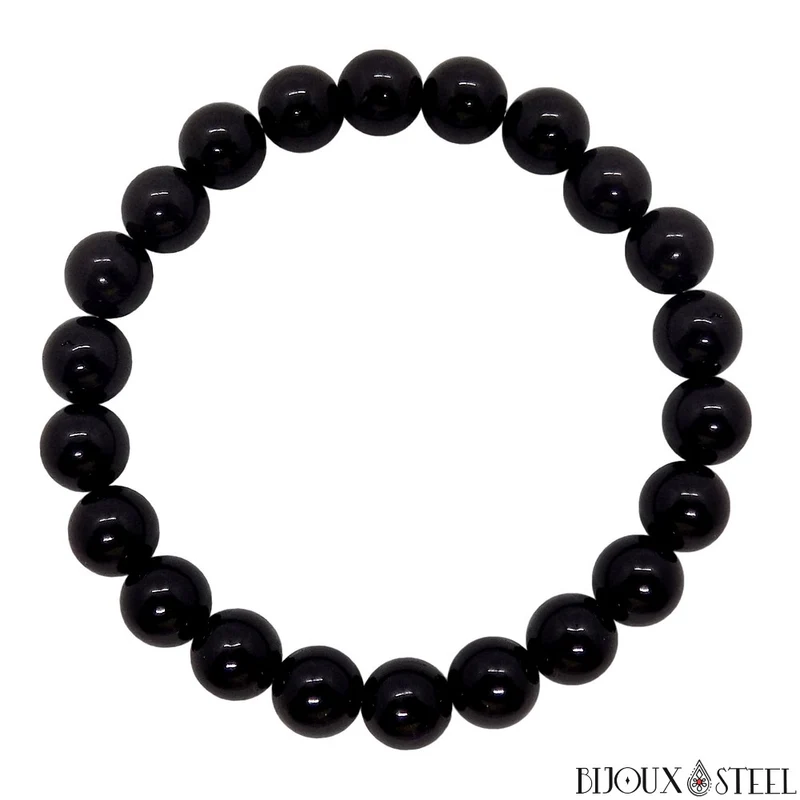 Bracelet en perles d'obsidienne noire 8mm