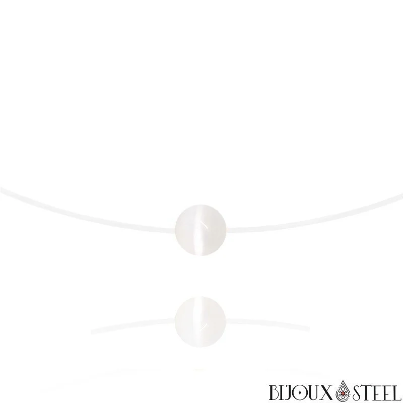 Collier à perle de sélénite sur fil de nylon