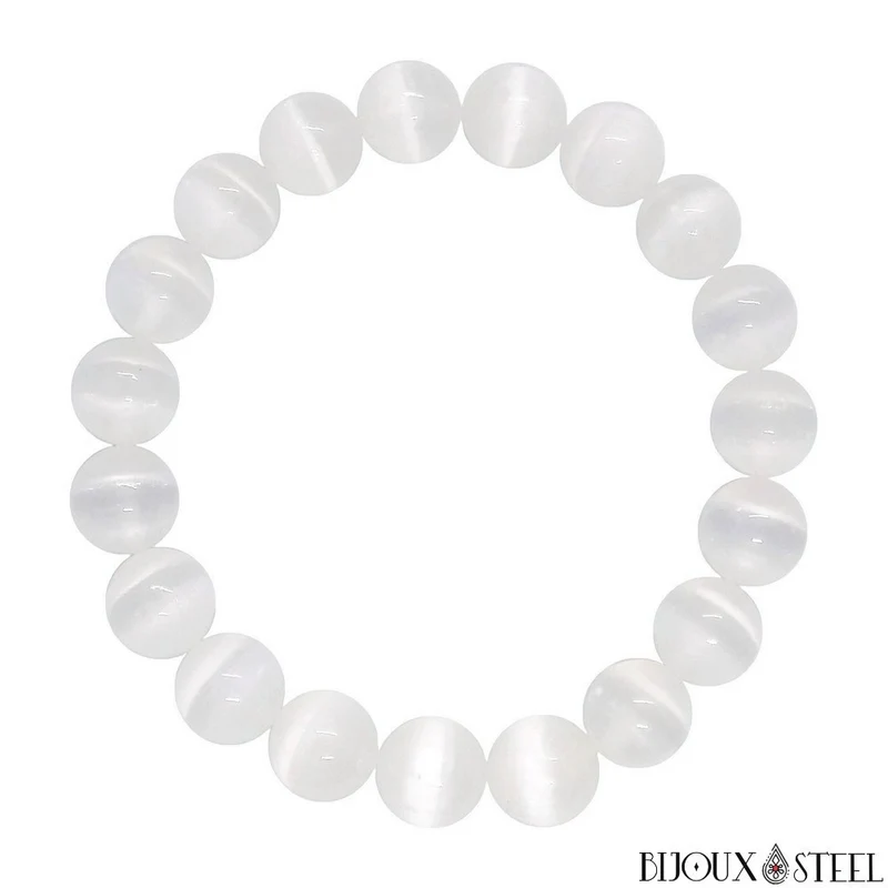 Bracelet en perles de sélénite 10mm