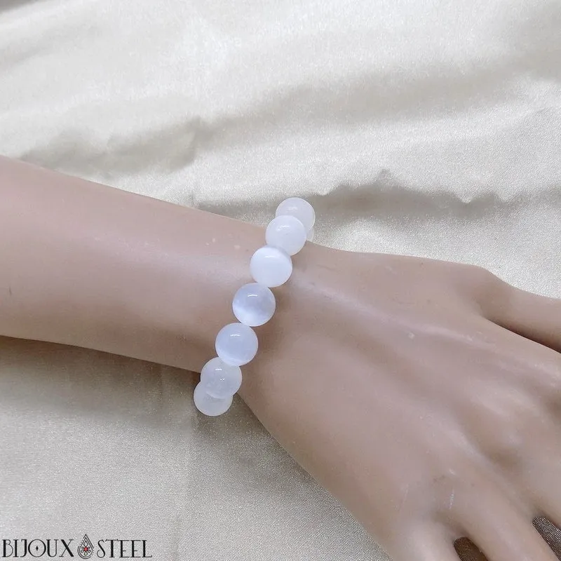Bracelet en perles de sélénite 10mm
