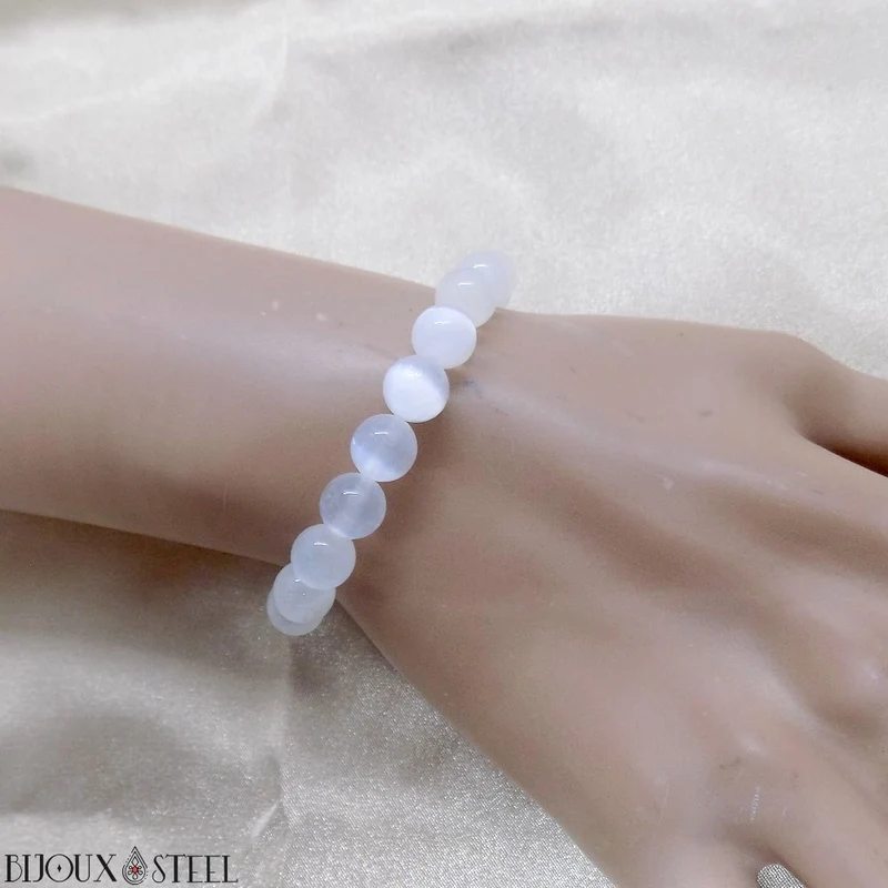 Bracelet en perles de sélénite 8mm