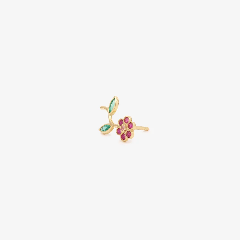 Miniflower Ear Jewel–Red (right ear)