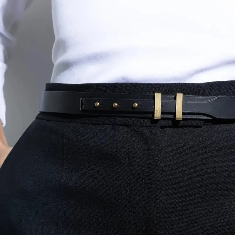 Ceinture fine noir dorée femme | SPARTIATE.24