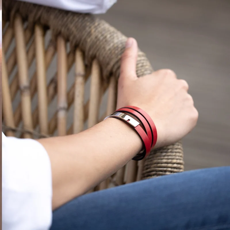 Bracelet rouge cuir triple | U'TURN.TRIPLE